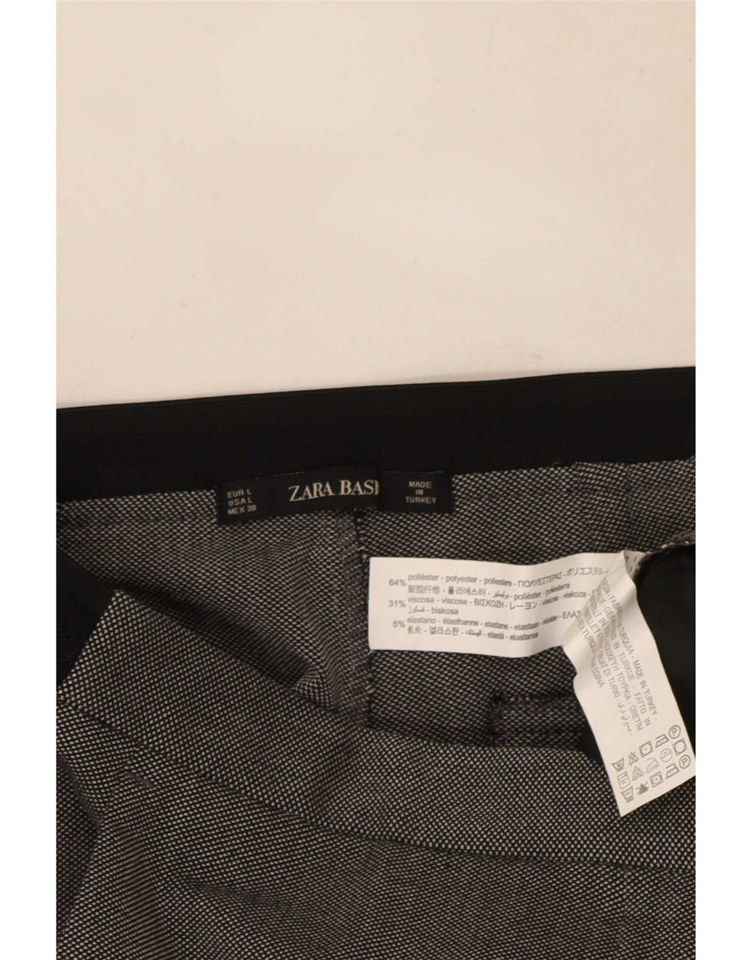 Pantaloni da abito slim da donna Zara grandi W30 L28 poliestere color block grigio