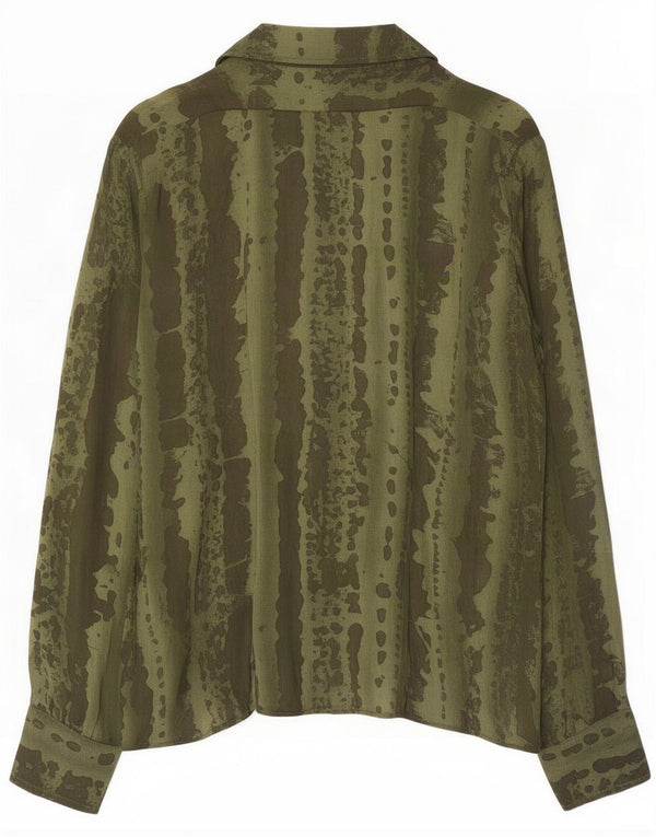Camicia vintage da donna con motivo astratto UK 16 grande verde