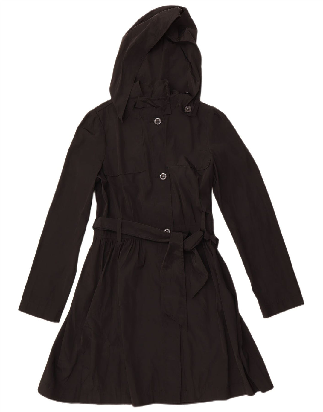Trench Donna con Cappuccio BENETTON IT 42 Medio Nero Poliestere