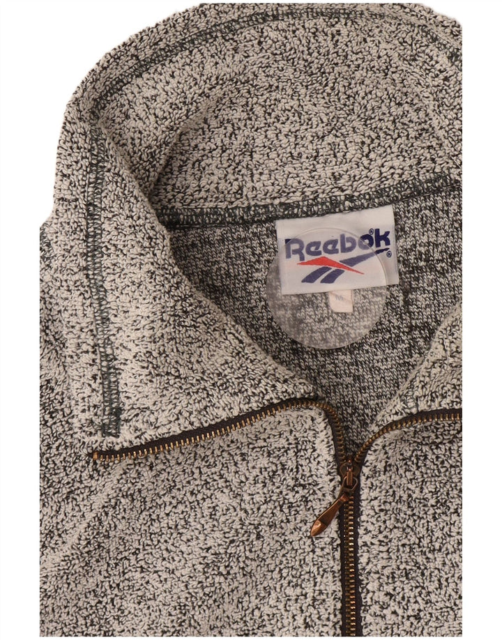 Top Reebok da uomo con zip e collo a maniche lunghe grigio medio chiazzato