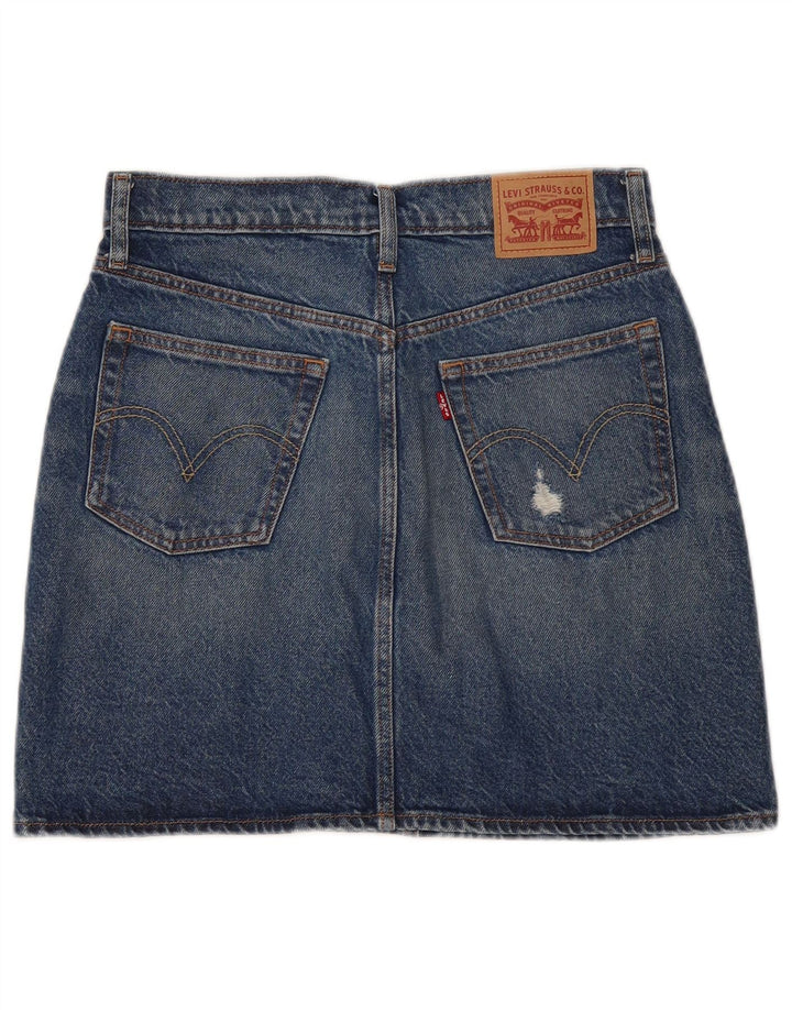 Gonna in denim invecchiato da donna Levi's W28 in cotone blu medio