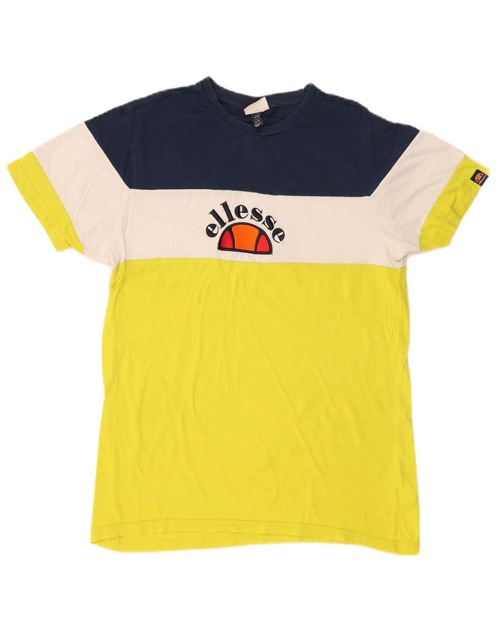 T-shirt grafica da uomo Ellesse Top in cotone color block giallo medio