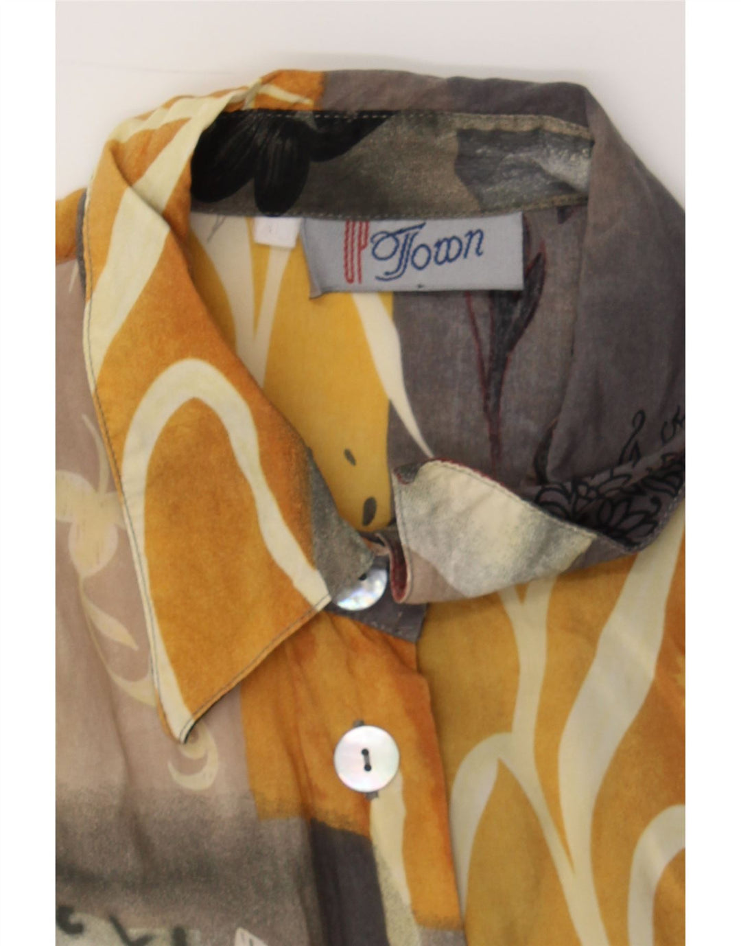 VINTAGE Womens Abstract Pattern Shirt UK 16 Large Multicoloured Patchwork Vintage Vintage and Second-Hand Vintage from Messina Hembry 