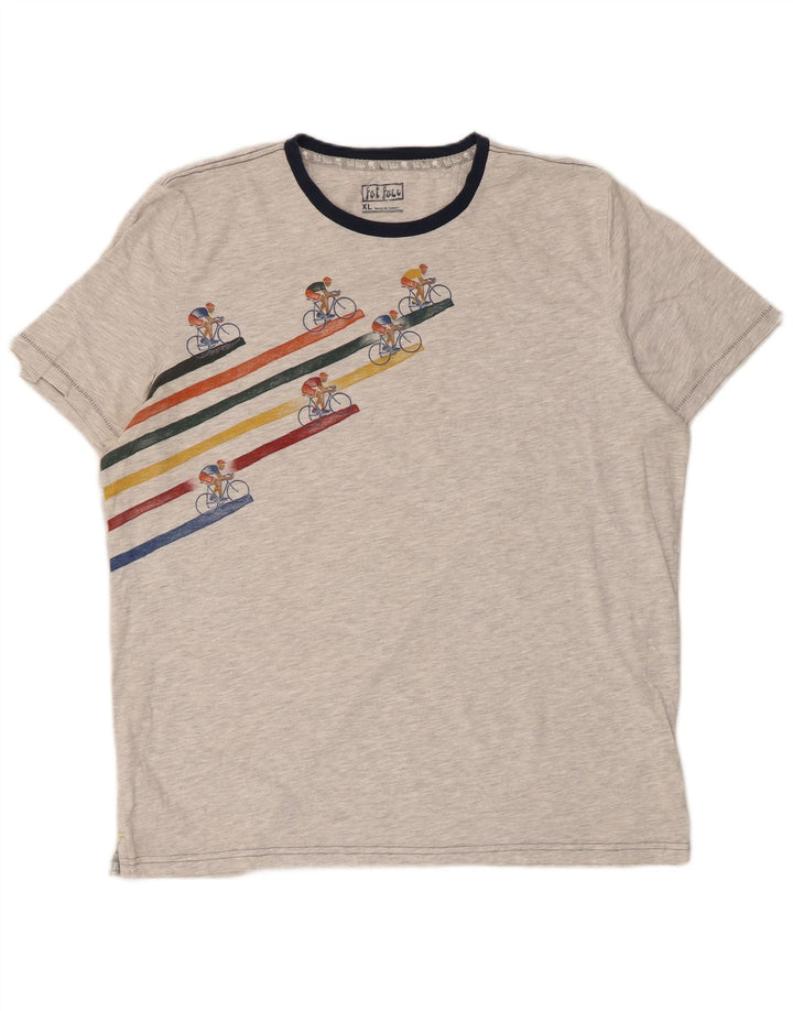 T-shirt grafica da uomo Fat Face Top XL in cotone grigio