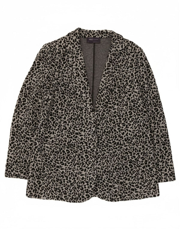 Giacca blazer aperta da donna Marks & Spencer UK 14 grigio medio stampa animalier