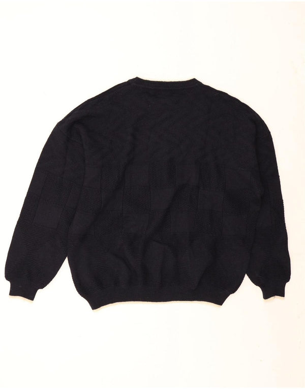 Maglione maglione girocollo da uomo Cacharel XL blu navy in lana vergine