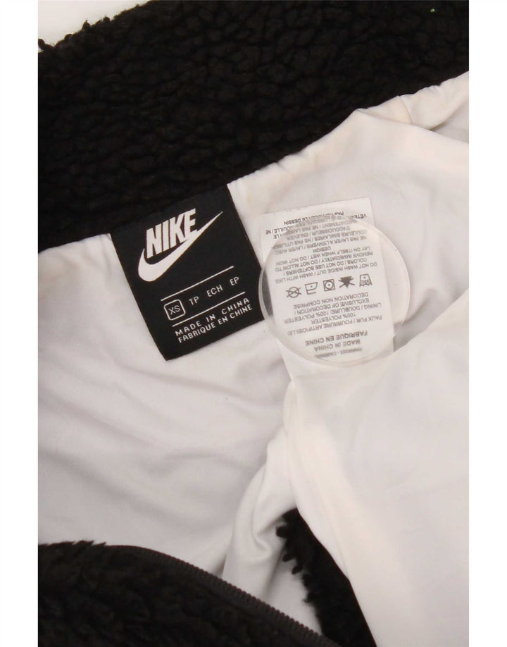 Giacca in pile oversize con grafica Nike da donna UK 6 XS poliestere nero