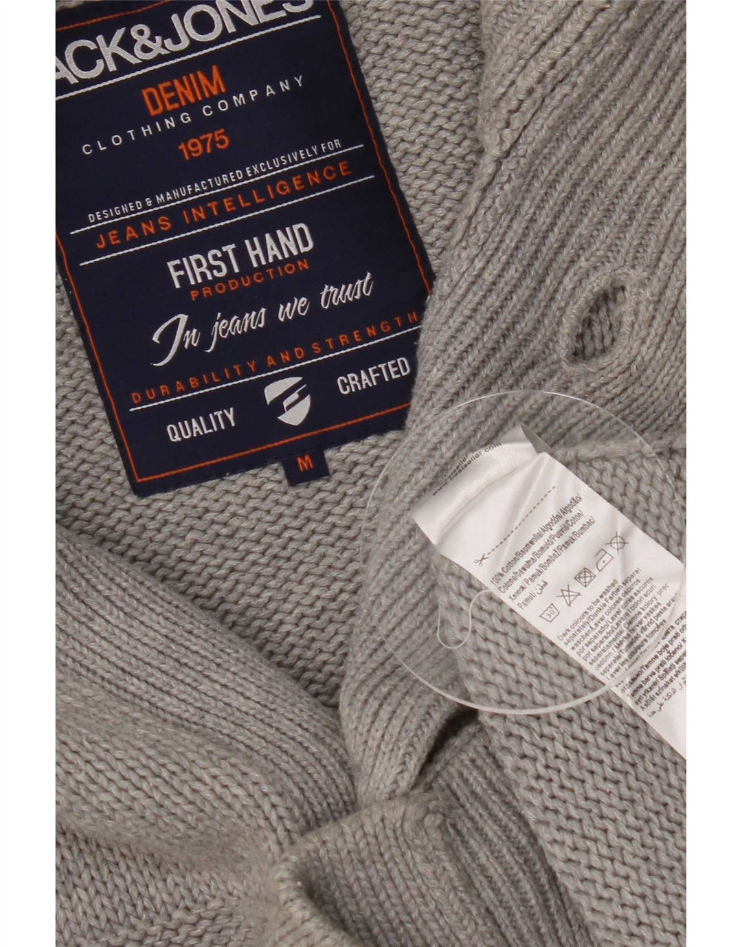 Maglione cardigan da uomo Jack & Jones in cotone a righe grigio medio