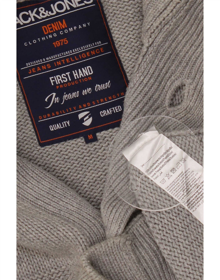 Maglione cardigan da uomo Jack & Jones in cotone a righe grigio medio