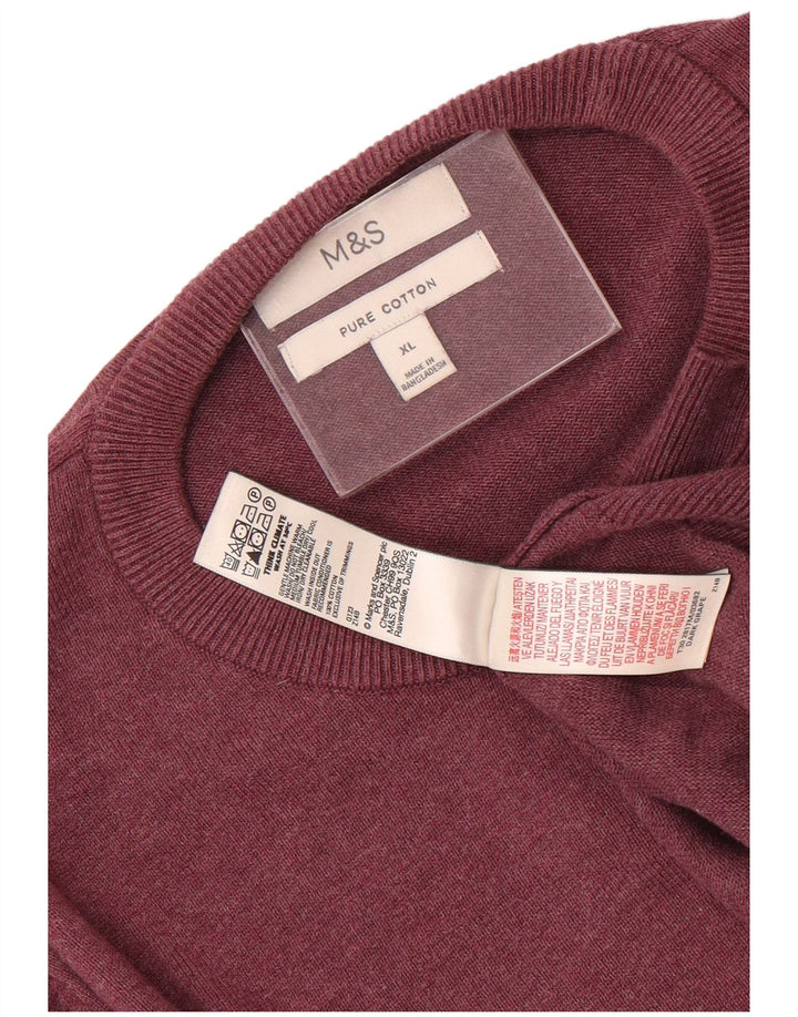 Maglione maglione girocollo da uomo Marks & Spencer grande cotone bordeaux