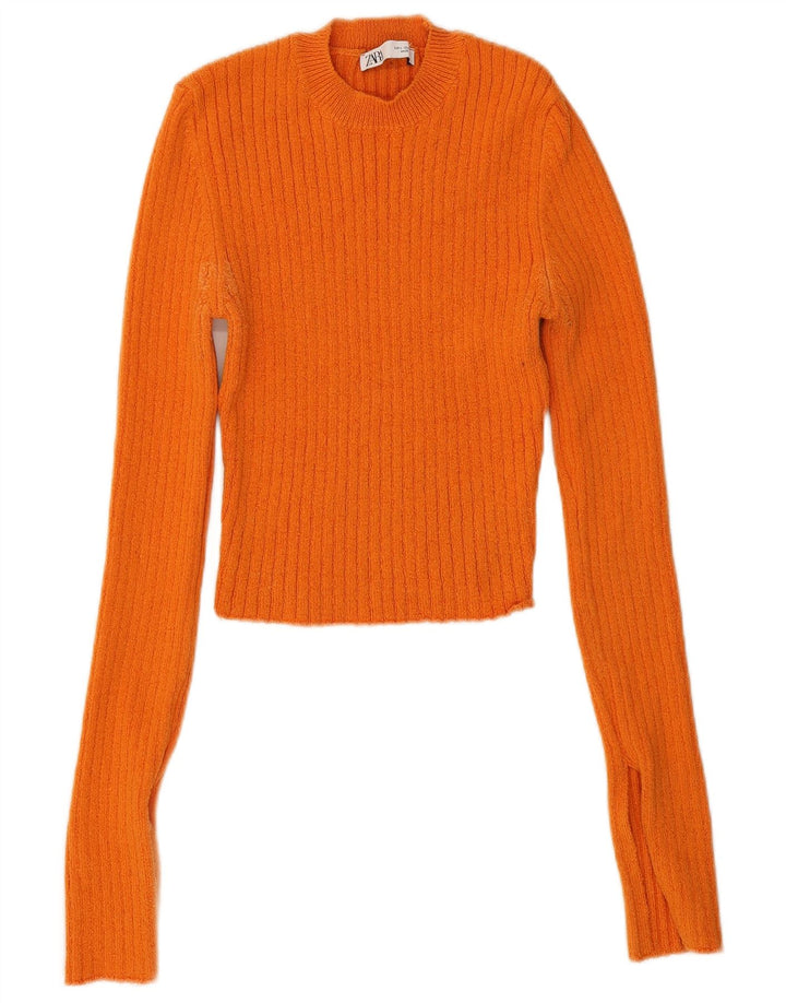Top corto da donna Zara UK 14 grande arancione