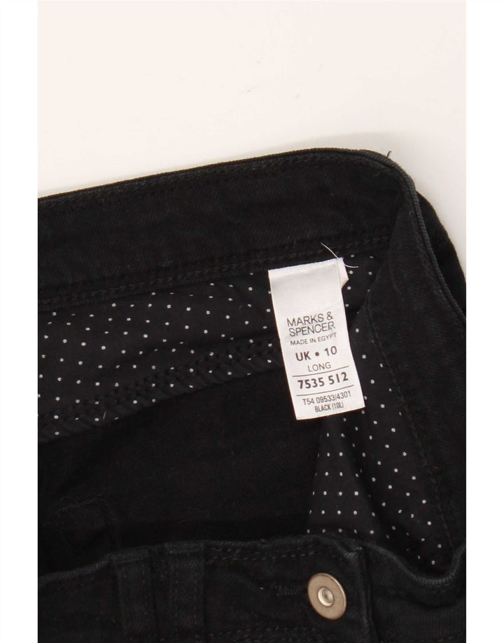Jeans bootcut lunghi da donna Marks & Spencer UK 10 piccoli W28 L33 cotone nero