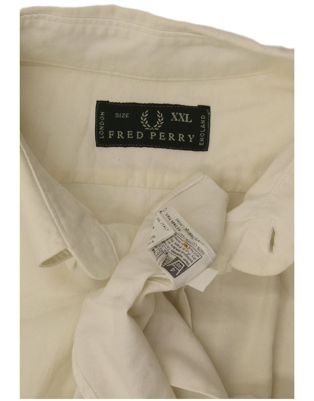 Camicia da uomo Fred Perry 2XL in cotone bianco sporco