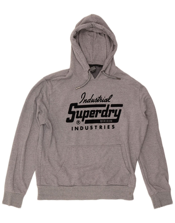 Felpa con cappuccio grafica da uomo Superdry 2XL cotone chiazzato grigio