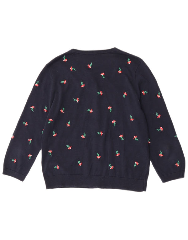 Maglione cardigan da donna Laura Ashley UK 12 Medio blu navy floreale