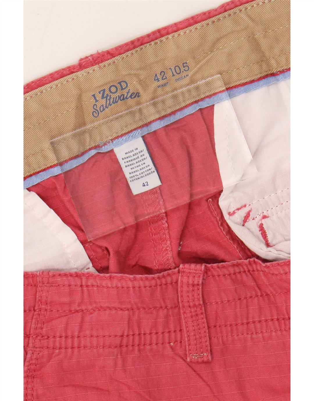Pantaloncini cargo da uomo IZOD Salt Water W42 2XL cotone a quadri rosa