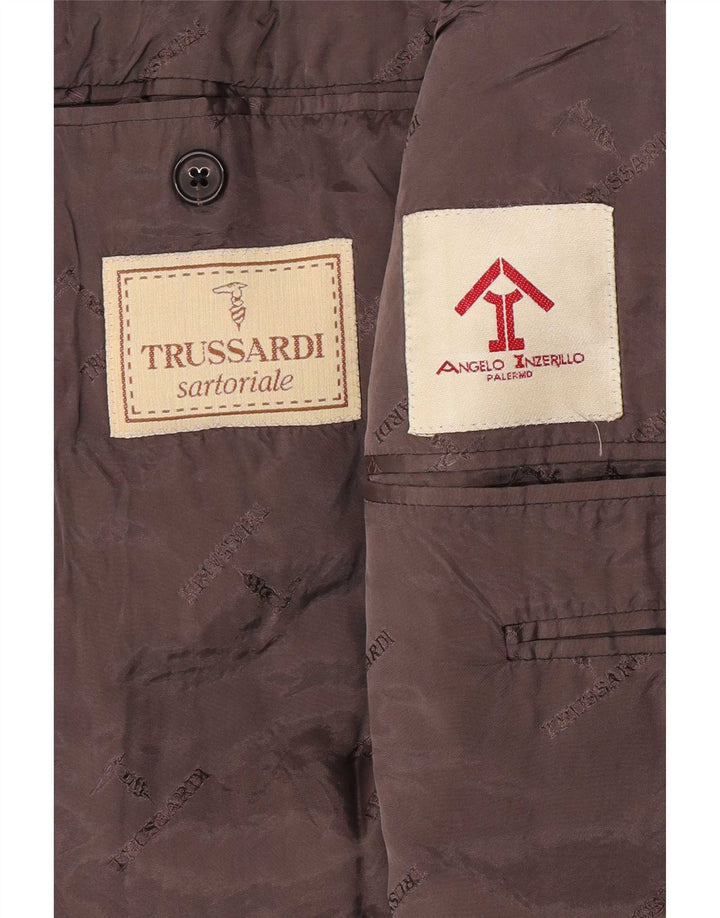 Trussardi Giacca Blazer da Uomo a 3 Bottoni IT 52 XL Lana Vergine a Righe Grigie