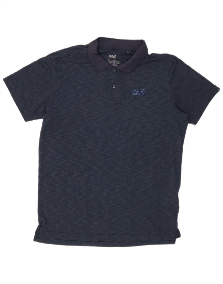 Polo da uomo JACK WOLFSKIN UK 38 Small Poliestere screziato blu navy