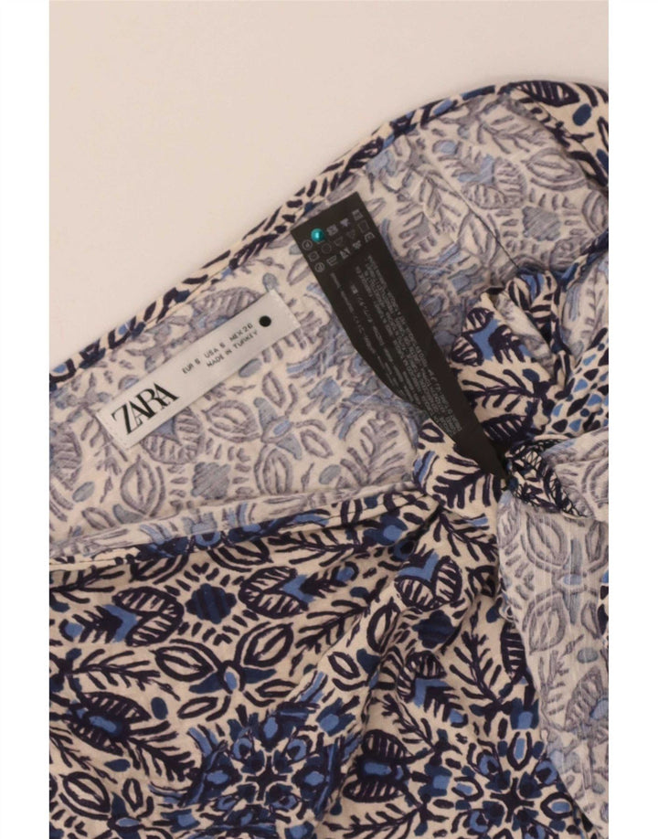 Gonna a portafoglio da donna Zara piccola W26 in cotone floreale blu