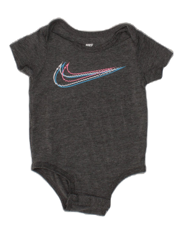 NIKE Baby Girls Graphic Bodysuit 3-6 Months Grey Cotton