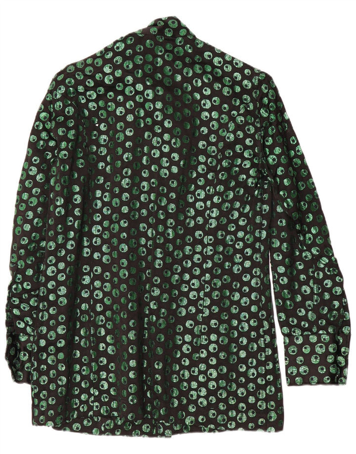 Camicia da uomo vintage piccola geometrica nera