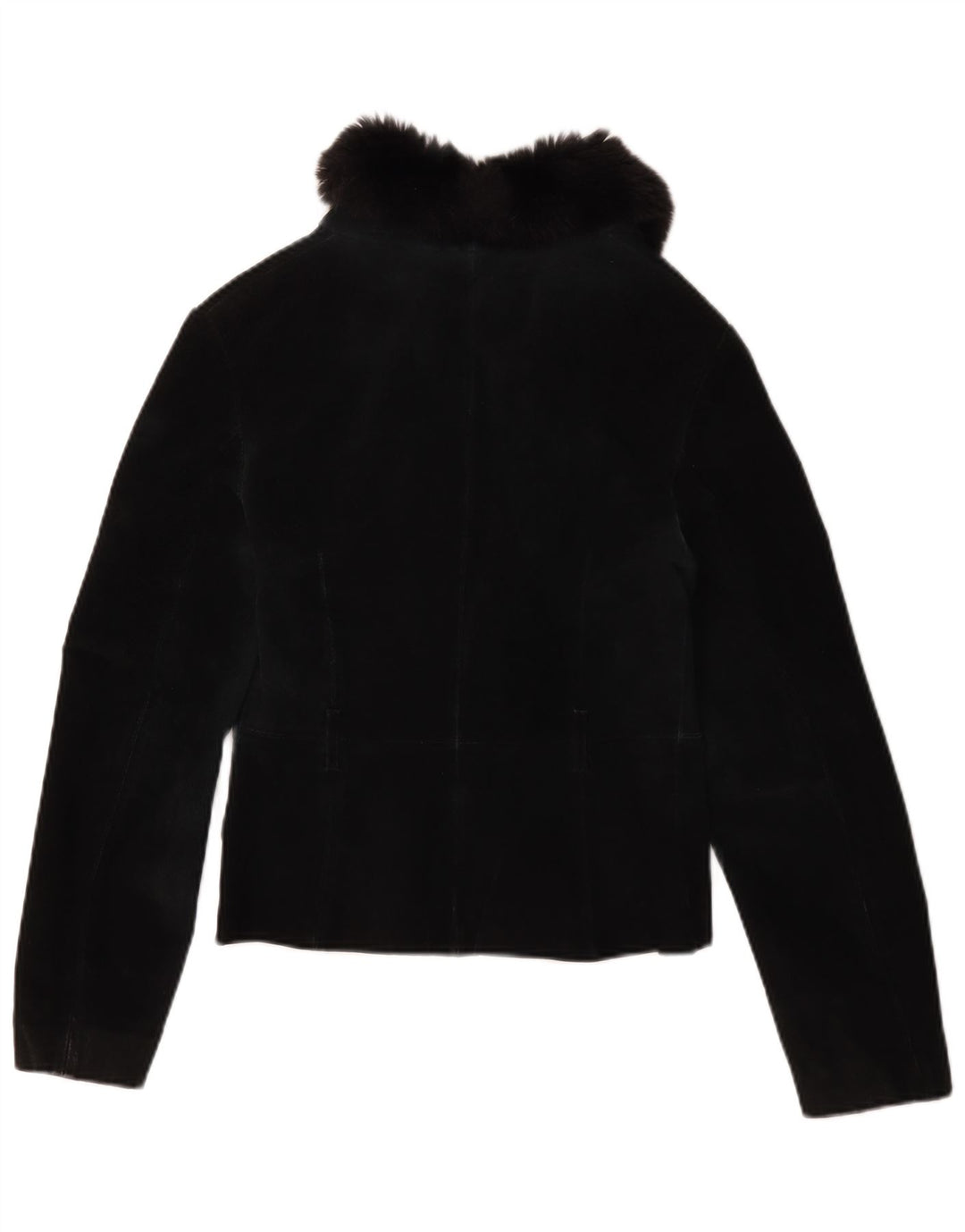 Giacca in pelle scamosciata corta da donna Mango UK 12 pelle nera media