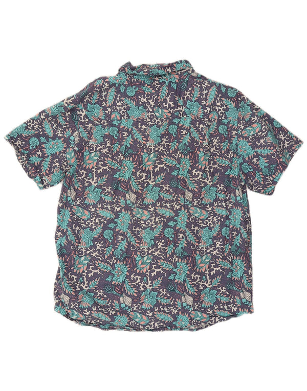 Camicia a maniche corte da uomo Hurley in cotone floreale blu grande