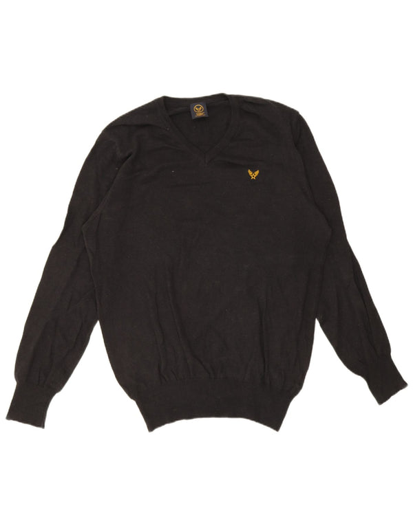 Maglione da uomo con scollo a V Avirex XL in cotone nero