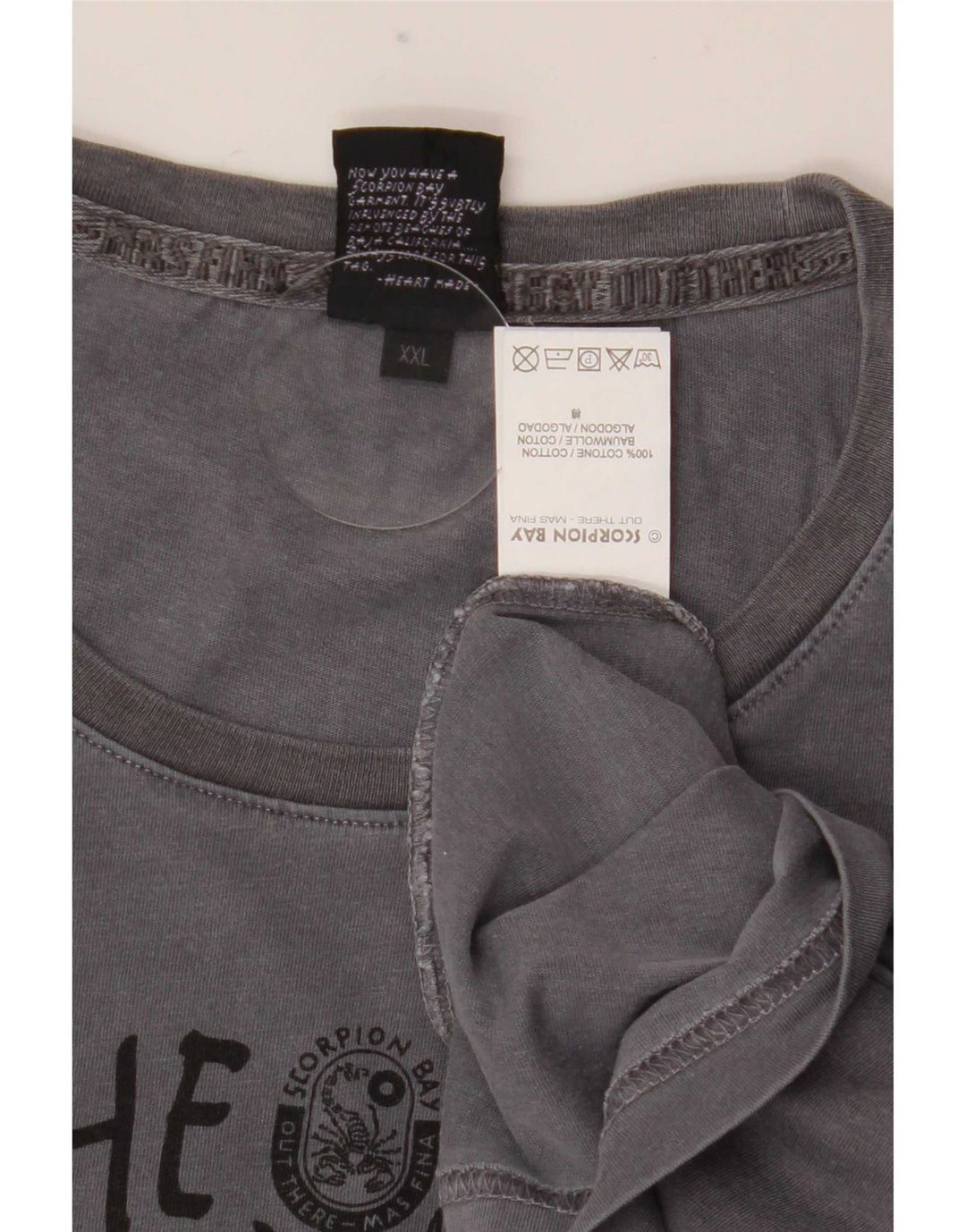 Top grafico da uomo a maniche lunghe Scorpion Bay 2XL in cotone grigio
