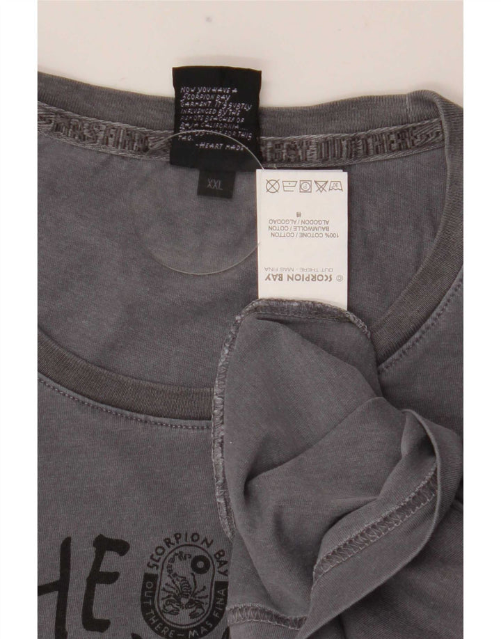 Top grafico da uomo a maniche lunghe Scorpion Bay 2XL in cotone grigio