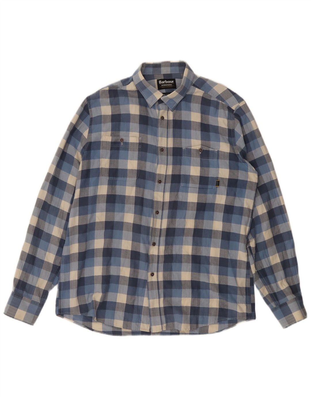 BARBOUR Camicia sartoriale da uomo in cotone a quadri blu medio