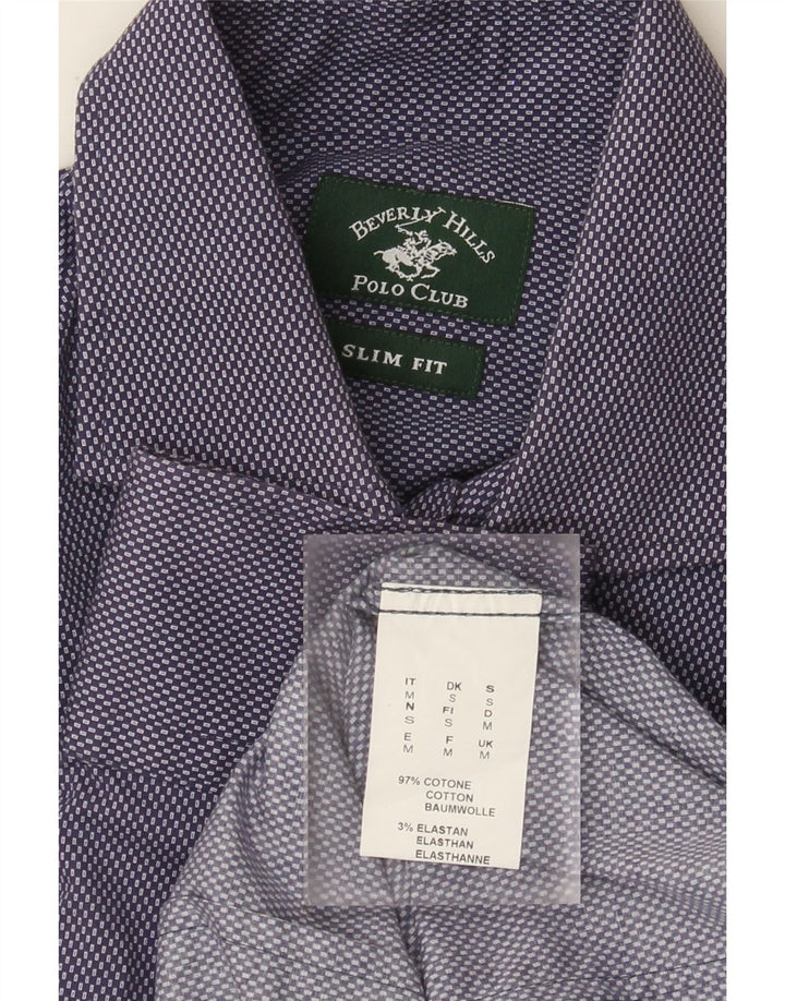 Camicia slim fit da uomo Beverly Hills in cotone maculato blu medio