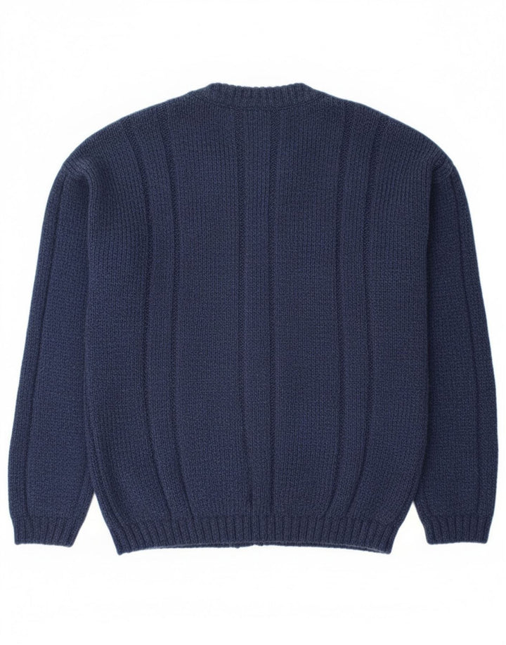 Maglione cardigan da uomo vintage in acrilico blu navy medio