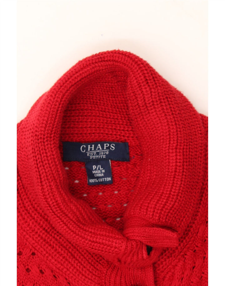 CHAPS Womens Longline 1/2 Sleeve Cardigan Sweater UK 14 Medium Red Cotton Vintage Chaps and Second-Hand Chaps from Messina Hembry 