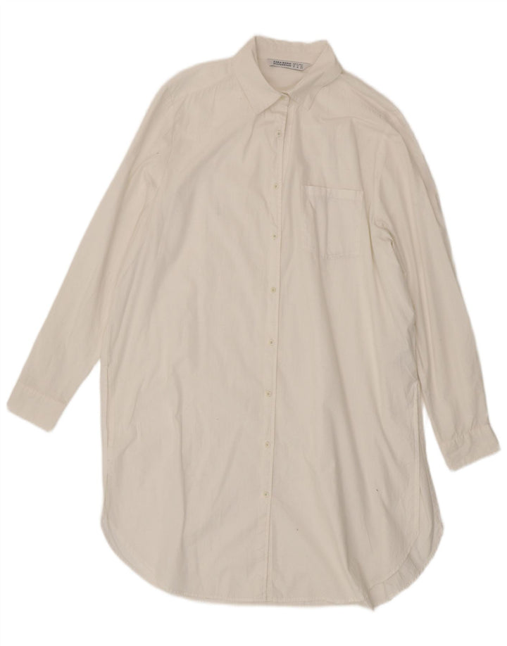 Abito chemisier oversize da donna Zara UK 14 cotone bianco medio