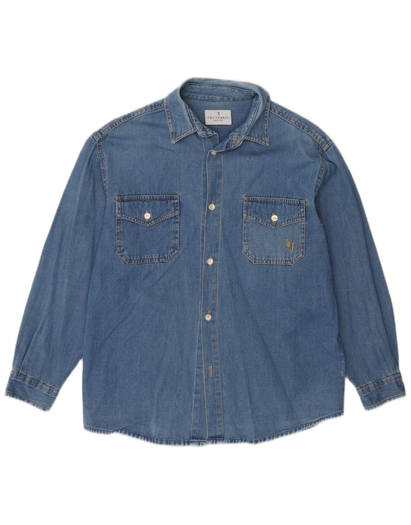 Trussardi Junior Boys Denim Shirt 10-11 Years Blue Cotton
