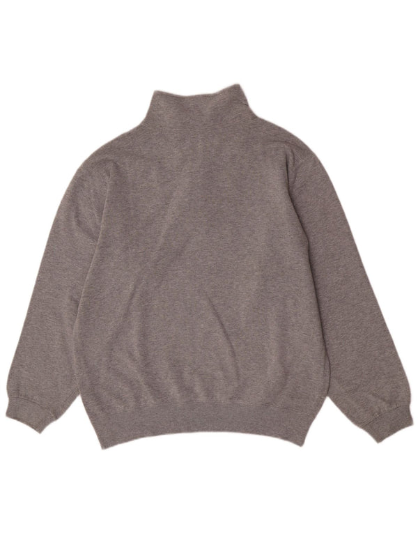 Felpa Champion da uomo con grafica con zip e collo, piccola, in cotone grigio