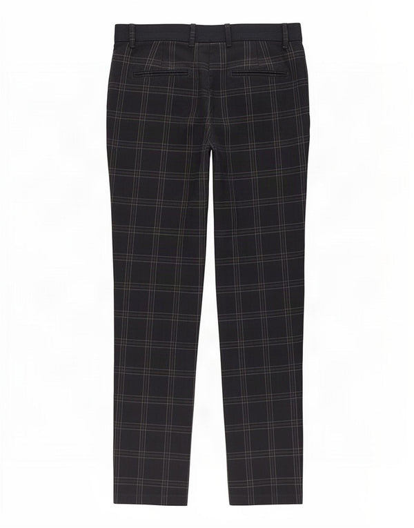 Pantaloni chino slim da donna Zara medi W31 L29 poliestere a quadri blu navy