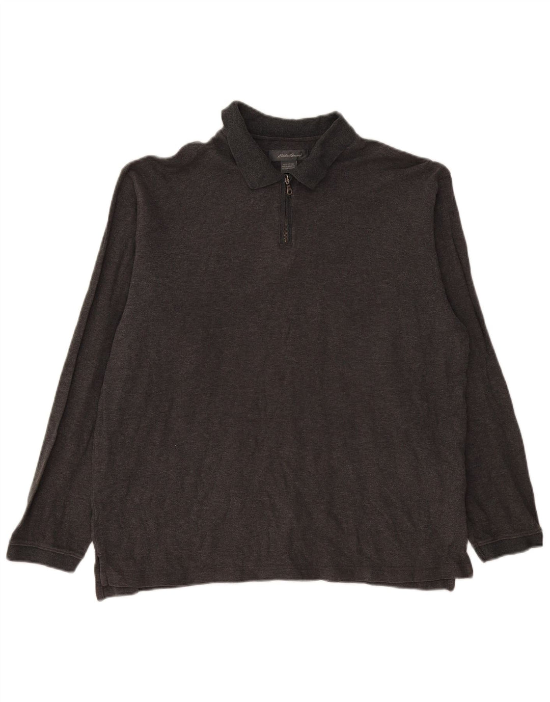 Polo da uomo a maniche lunghe EDDIE BAUER grande in cotone grigio