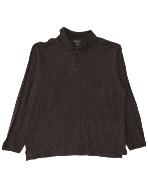 Polo da uomo a maniche lunghe EDDIE BAUER grande in cotone grigio