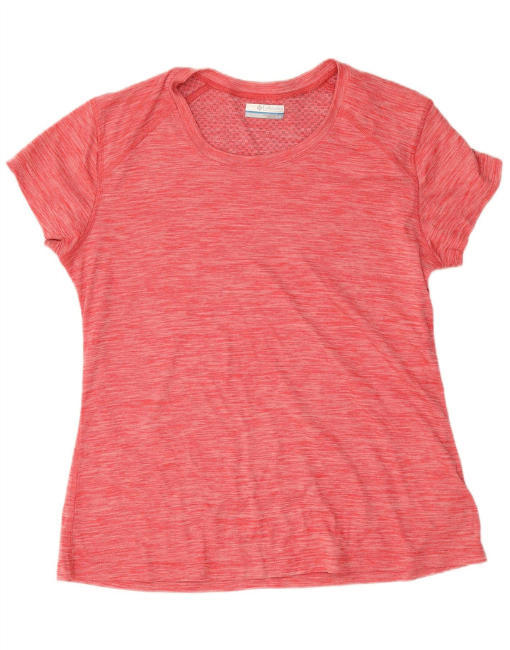 Maglietta da donna Columbia UK 14 grande poliestere chiazzato rosso