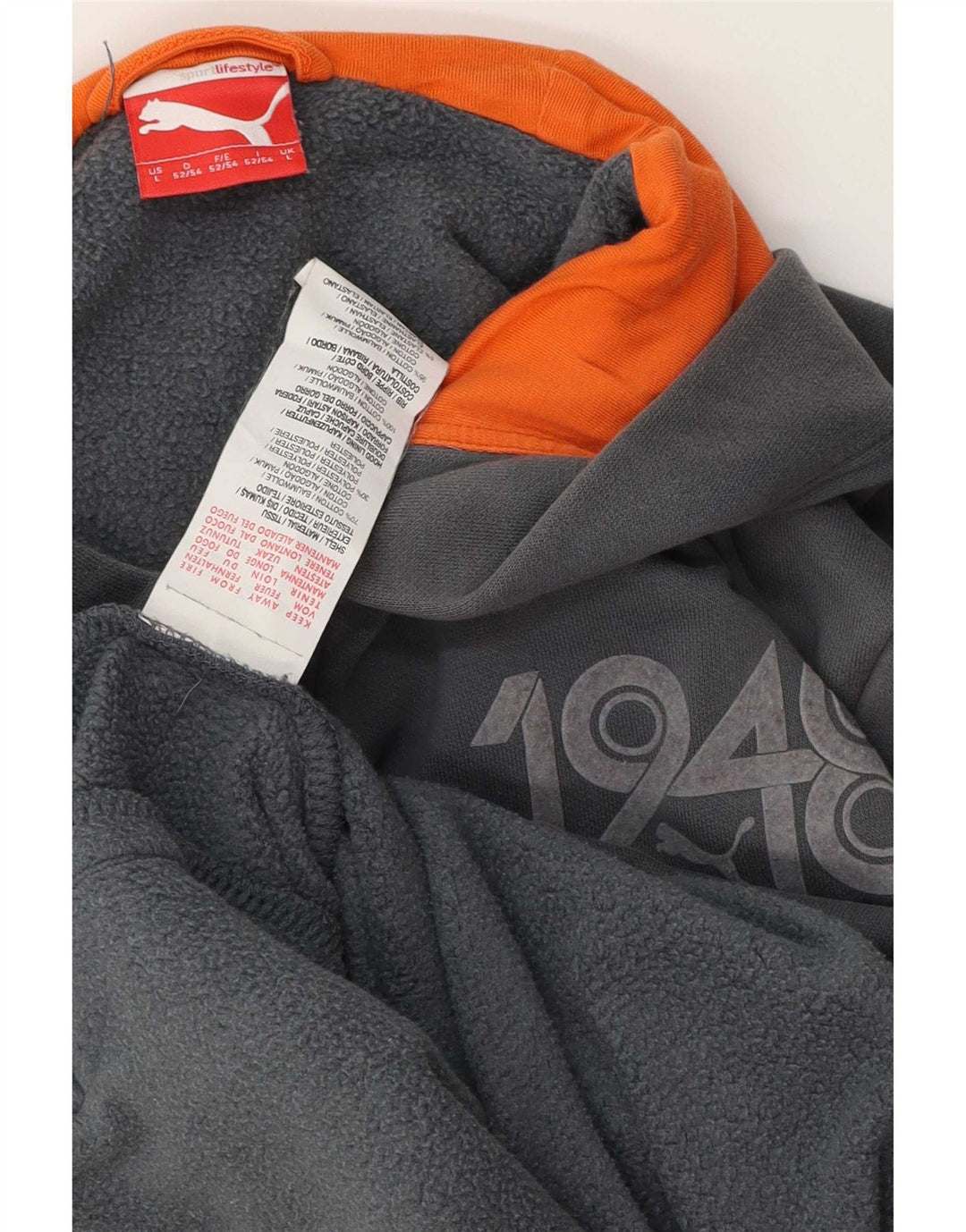 Felpa con cappuccio e zip grafica da uomo Puma grande in cotone grigio