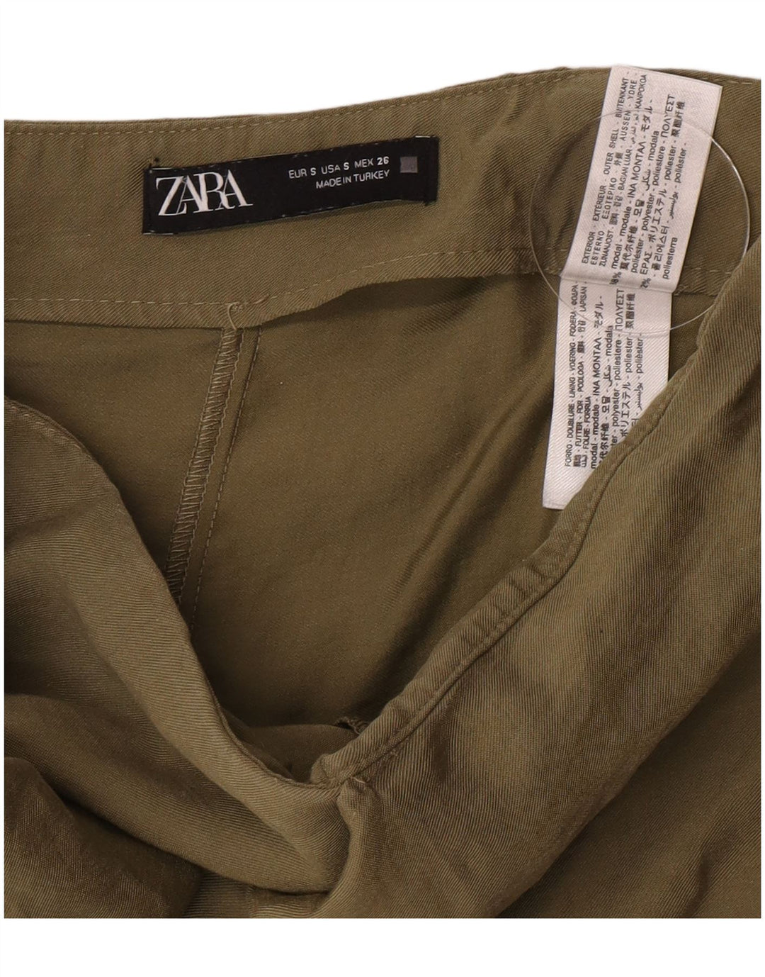 Pantaloncini casual da donna Zara piccoli W26 kaki modal