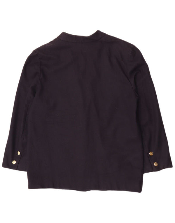 Luisa Spagnoli Giacca Blazer da Donna a 3 Bottoni UK 16 Large in Lana Blu Navy