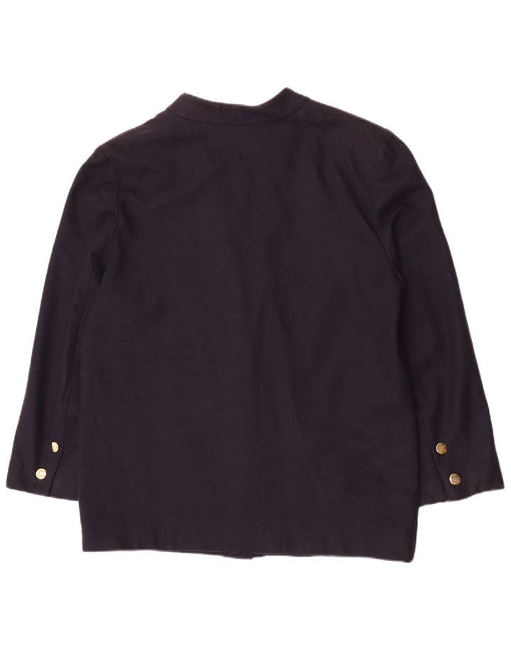 Luisa Spagnoli Giacca Blazer da Donna a 3 Bottoni UK 16 Large in Lana Blu Navy