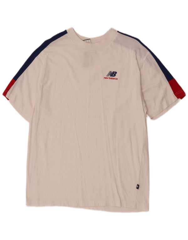 T-shirt da uomo New Balance Top in cotone color block bianco medio