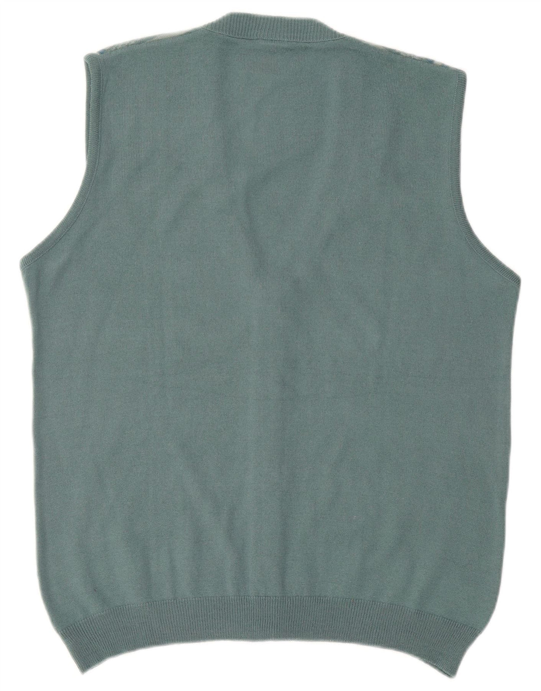 Maglione cardigan senza maniche da uomo Bernardini XL lana geometrica blu
