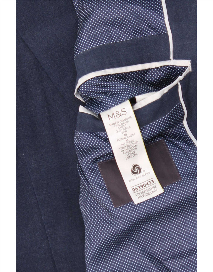 Giacca blazer a 2 bottoni da uomo Marks & Spencer UK 38 lana blu navy media