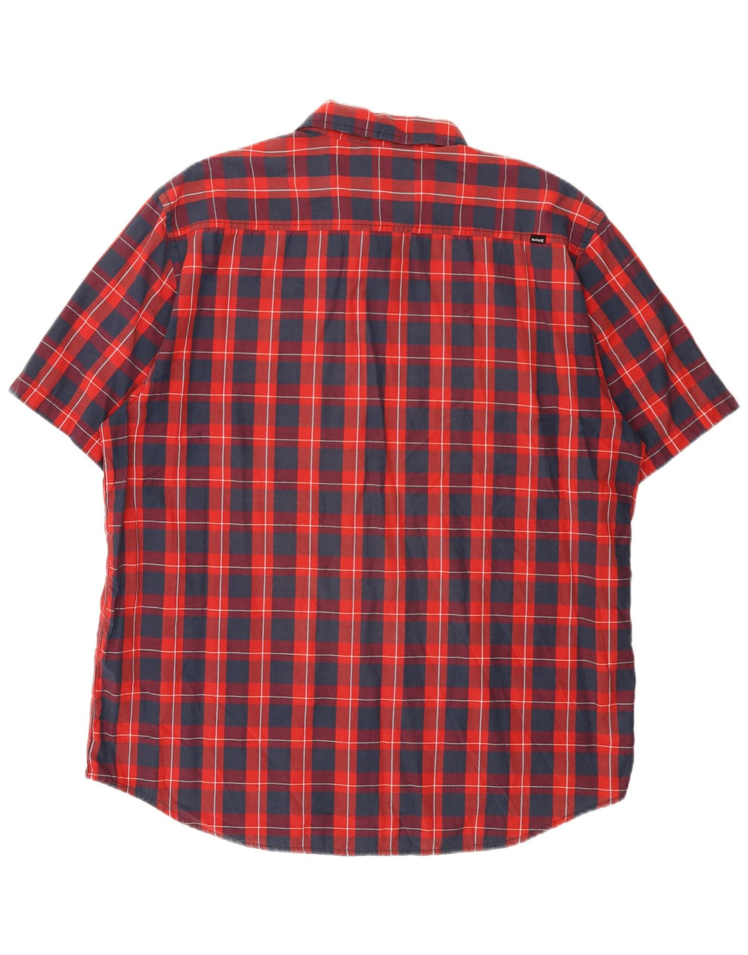 Camicia a maniche corte con grafica Hurley da uomo 2XL in cotone a quadri rossi