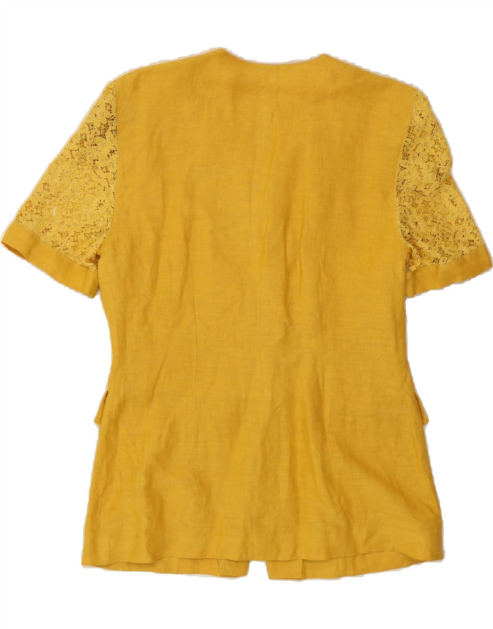VINTAGE Womens Short Sleeve 3 Button Blazer Jacket UK 16 Large Yellow Vintage Vintage and Second-Hand Vintage from Messina Hembry 